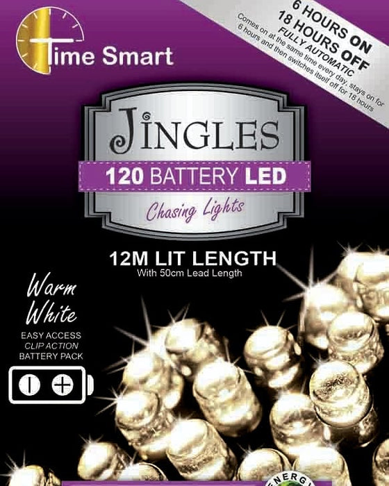 120 Time Smart Battery Warm White LED Lights